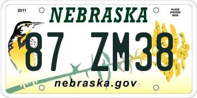 NE license plate 87ZM38