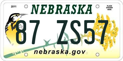 NE license plate 87ZS57