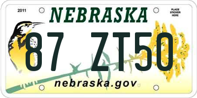 NE license plate 87ZT50