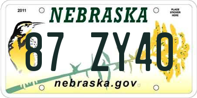 NE license plate 87ZY40