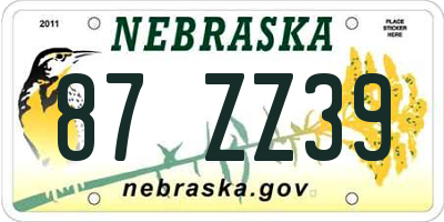 NE license plate 87ZZ39