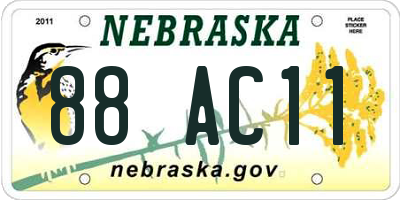 NE license plate 88AC11