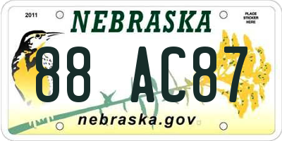 NE license plate 88AC87
