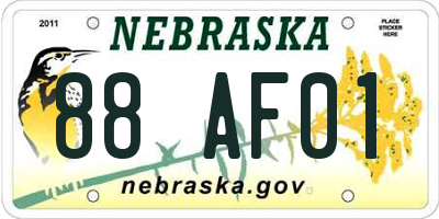 NE license plate 88AF01