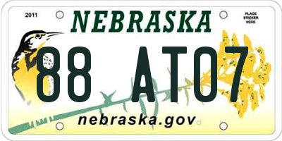 NE license plate 88AT07