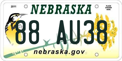 NE license plate 88AU38