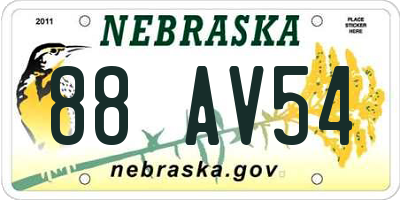 NE license plate 88AV54