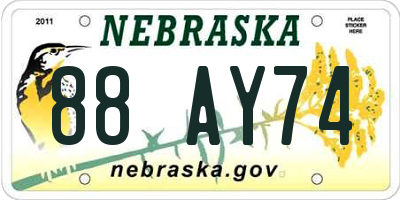 NE license plate 88AY74