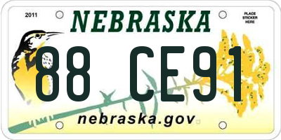 NE license plate 88CE91