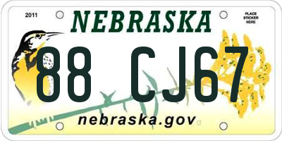 NE license plate 88CJ67