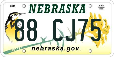 NE license plate 88CJ75