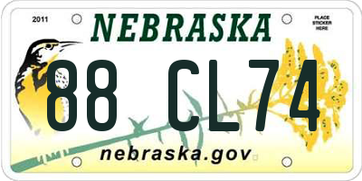 NE license plate 88CL74