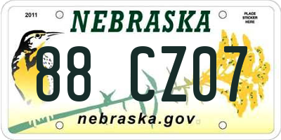 NE license plate 88CZ07