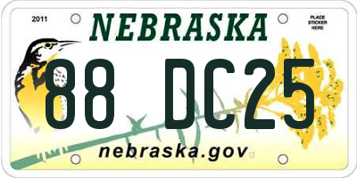 NE license plate 88DC25