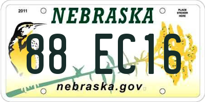 NE license plate 88EC16