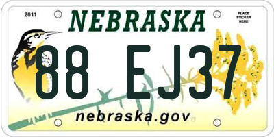 NE license plate 88EJ37