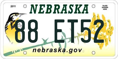 NE license plate 88ET52
