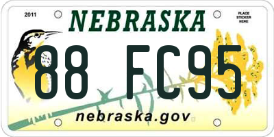 NE license plate 88FC95