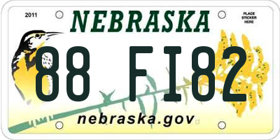 NE license plate 88FI82