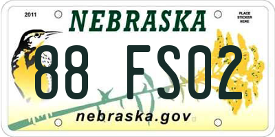 NE license plate 88FS02