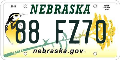 NE license plate 88FZ70