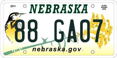 NE license plate 88GA07