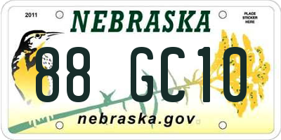 NE license plate 88GC10