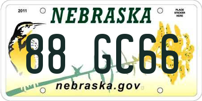 NE license plate 88GC66