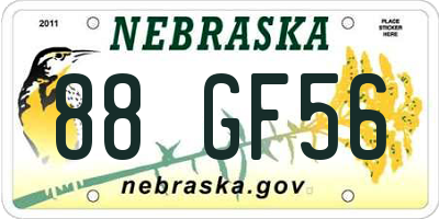 NE license plate 88GF56