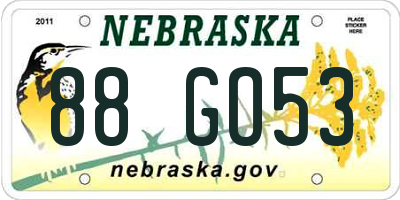NE license plate 88GO53