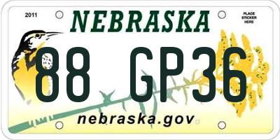 NE license plate 88GP36