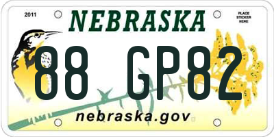 NE license plate 88GP82