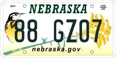 NE license plate 88GZ07