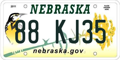 NE license plate 88KJ35