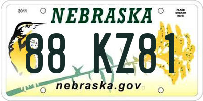 NE license plate 88KZ81