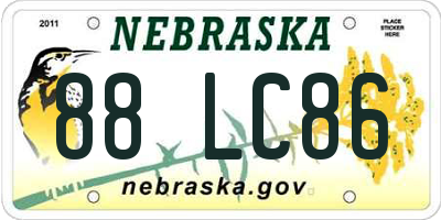NE license plate 88LC86