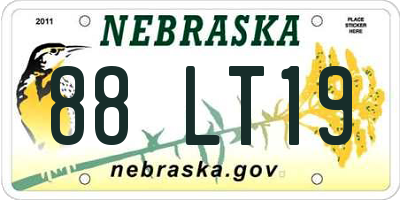 NE license plate 88LT19