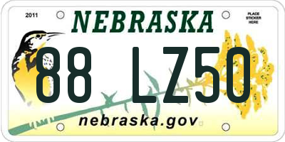 NE license plate 88LZ50