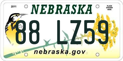 NE license plate 88LZ59