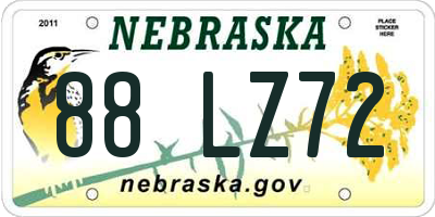 NE license plate 88LZ72