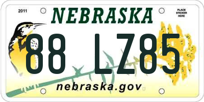 NE license plate 88LZ85