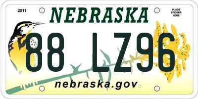 NE license plate 88LZ96