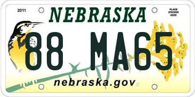 NE license plate 88MA65