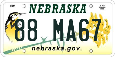 NE license plate 88MA67