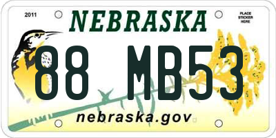 NE license plate 88MB53