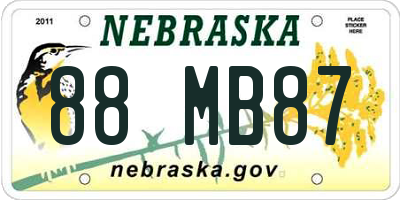 NE license plate 88MB87