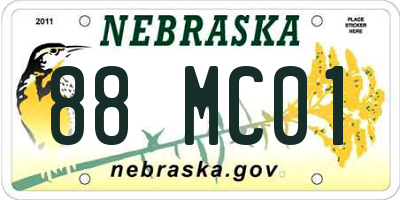 NE license plate 88MC01