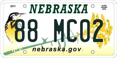 NE license plate 88MC02