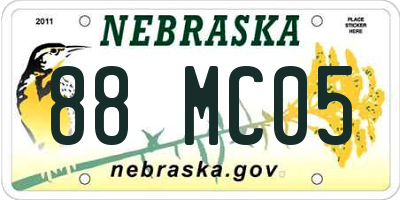 NE license plate 88MC05