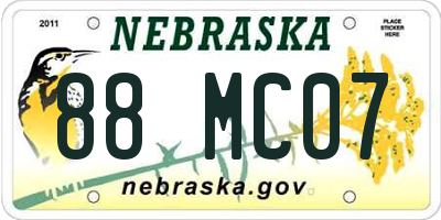 NE license plate 88MC07